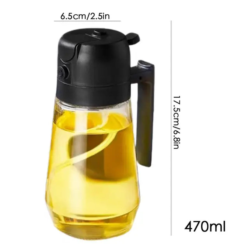 Oil Spray Bottle, Oil Dispenser and Vinegar Sprayer with 3 Replaceable Nozzle Glass Cooking Oil Preparation Dispensers