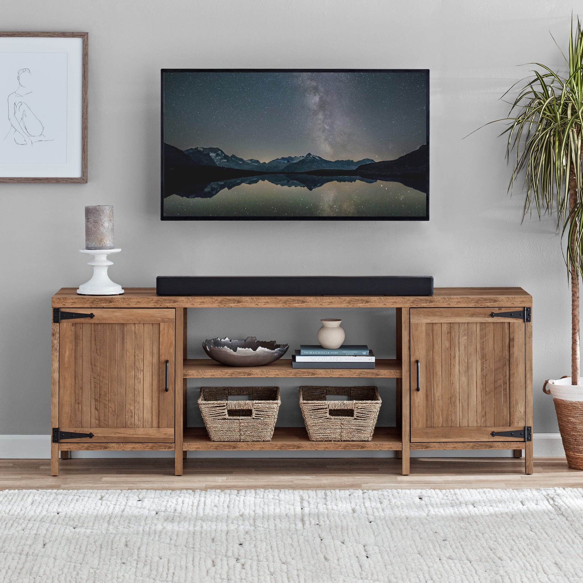 Farmhouse TV Stand for Tvs up to 70", Espresso