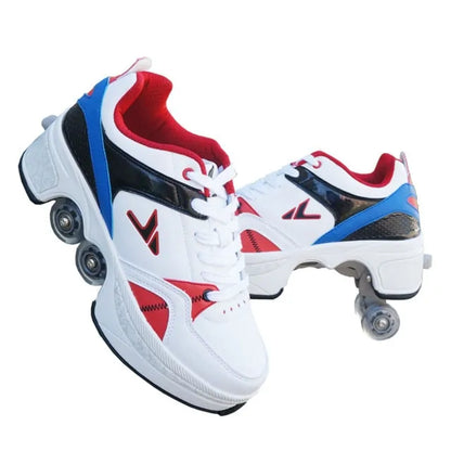 Deformation Roller Shoes 4 Wheels